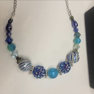 Silver and Blue Chunky Statement Necklace